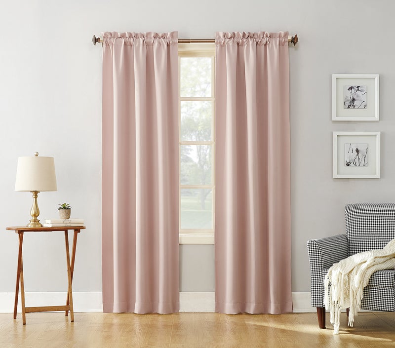 Sun Zero Easton Energy Saving Blackout Rod Pocket Curtain Panel, 40" x 95", Blush Pink - Image 5